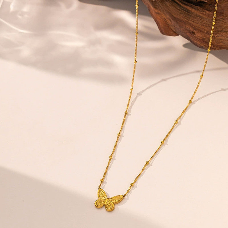 Gold Plated Anti Tarnish Stainless Steel Butterfly Themed Pendant