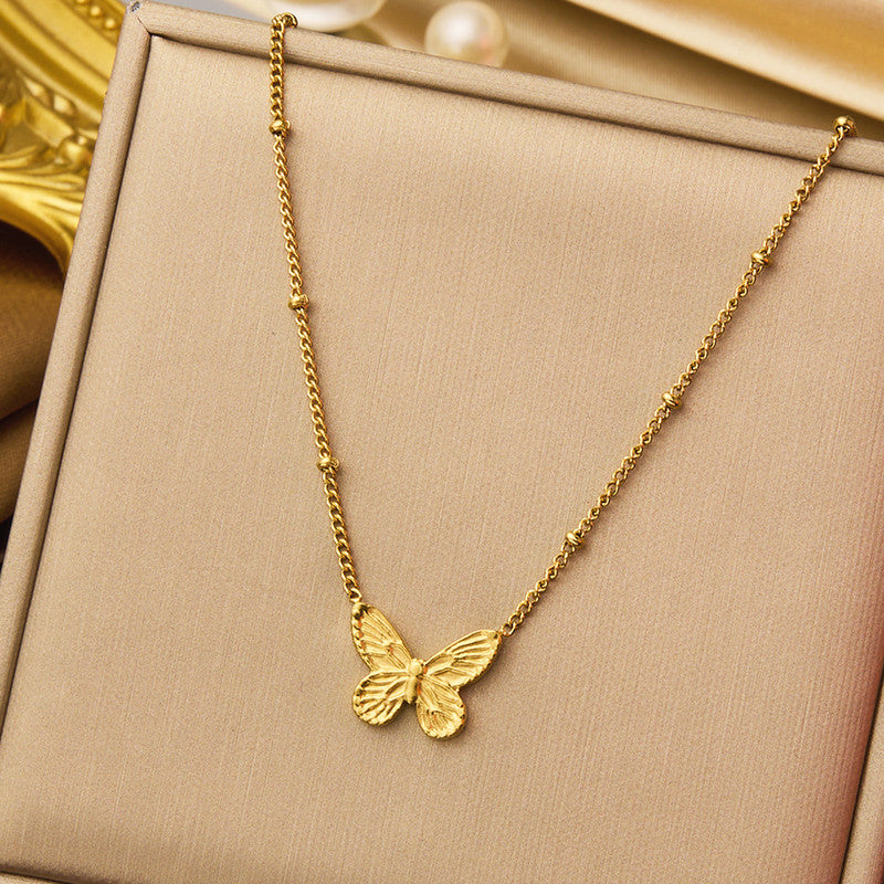 Gold Plated Anti Tarnish Stainless Steel Butterfly Themed Pendant
