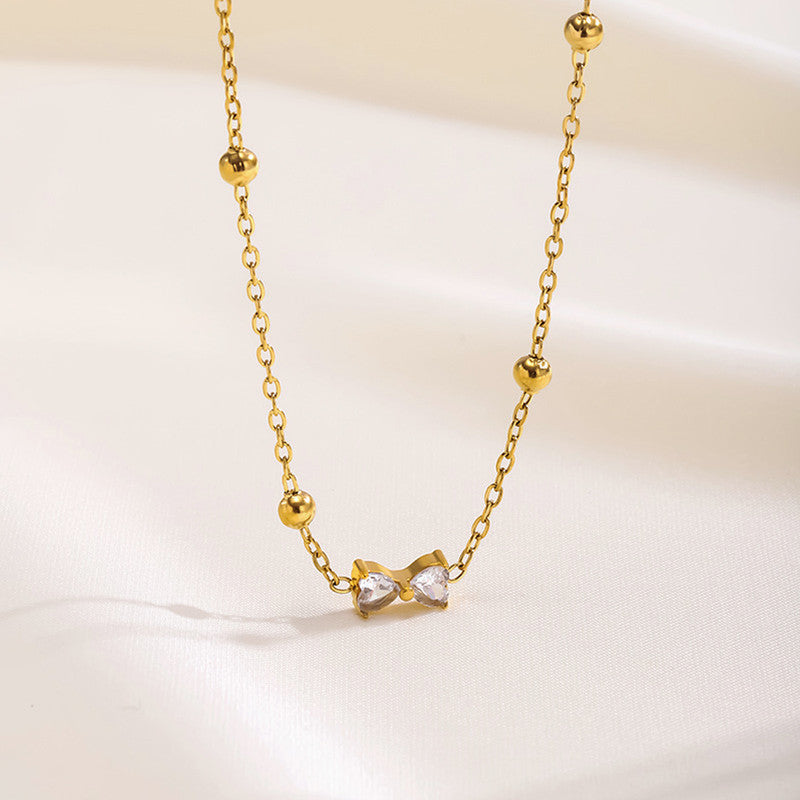 Gold Plated Anti Tarnish Stainless Steel Bow Themed Pendant