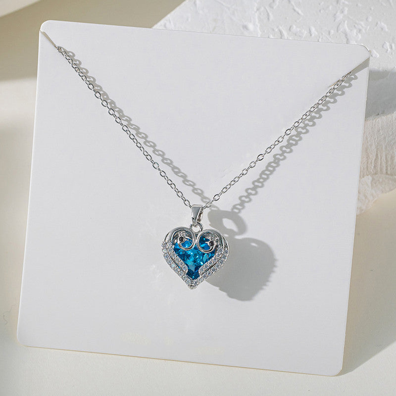 Gold Plated Anti Tarnish Stainless Steel Heart Themed Blue Pendant