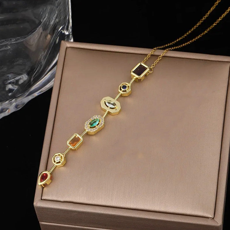 Gold-Plated Anti Tarnish Spectrum Chunky CZ Pendant
