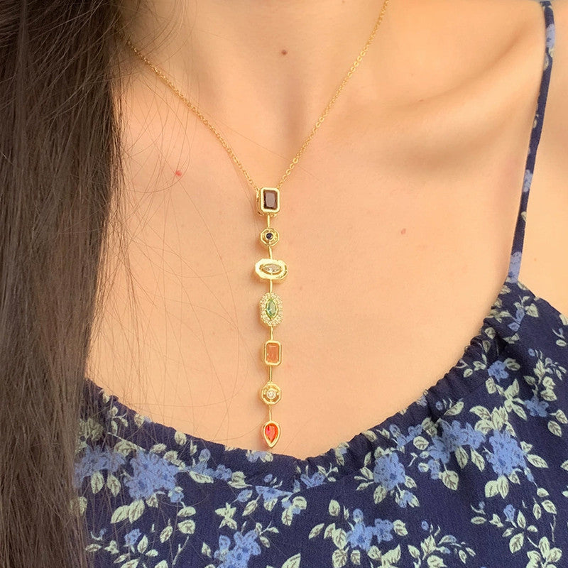 Gold-Plated Anti Tarnish Spectrum Chunky CZ Pendant