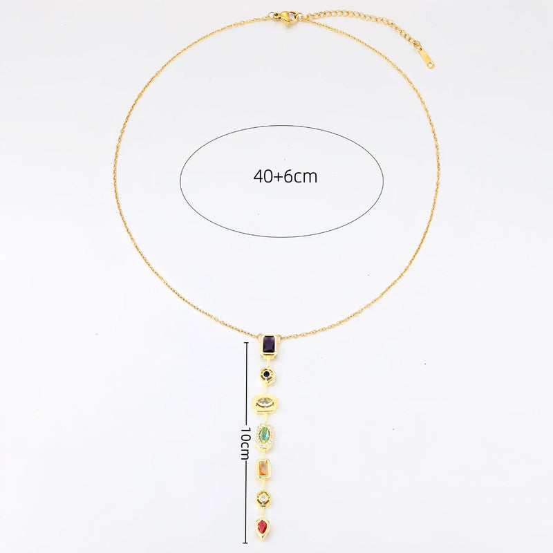 Gold-Plated Anti Tarnish Spectrum Chunky CZ Pendant