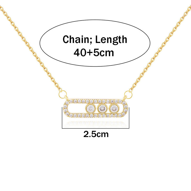 Gold Plated American Diamond Studded Geometric Pendant