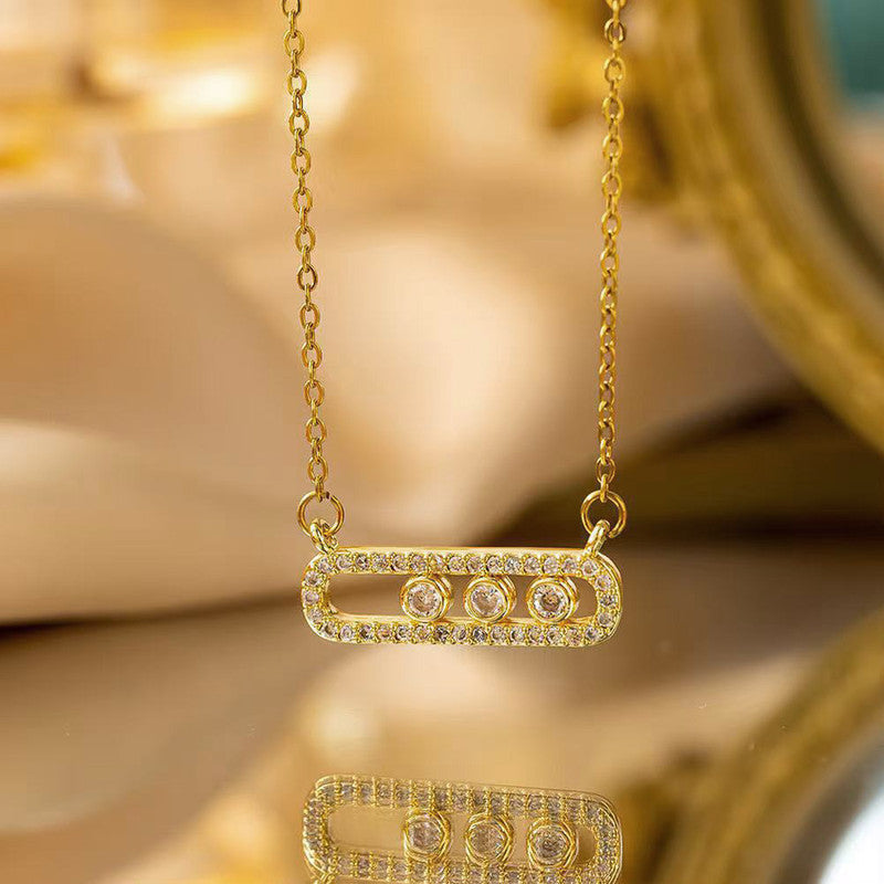 Gold Plated American Diamond Studded Geometric Pendant