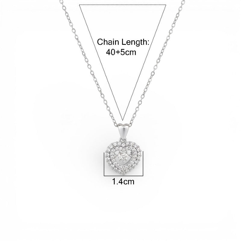 Silver Plated Stainless Steel American Diamond Studded Anti Tarnish Heart Themed Pendant