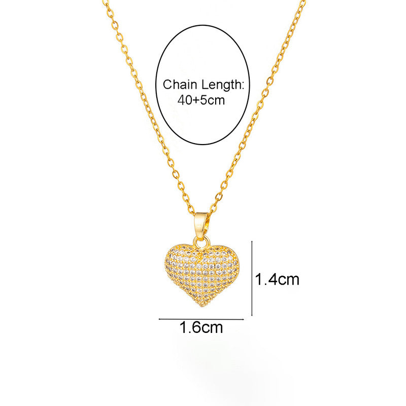 Gold Plated Stainless Steel American Diamond Studded Heart Themed Pendant