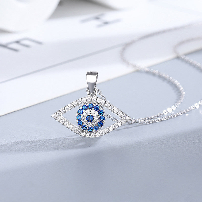 Silver Plated Stainless Steel American Diamond Studded Anti Tarnish Evil Eye Themed Pendant
