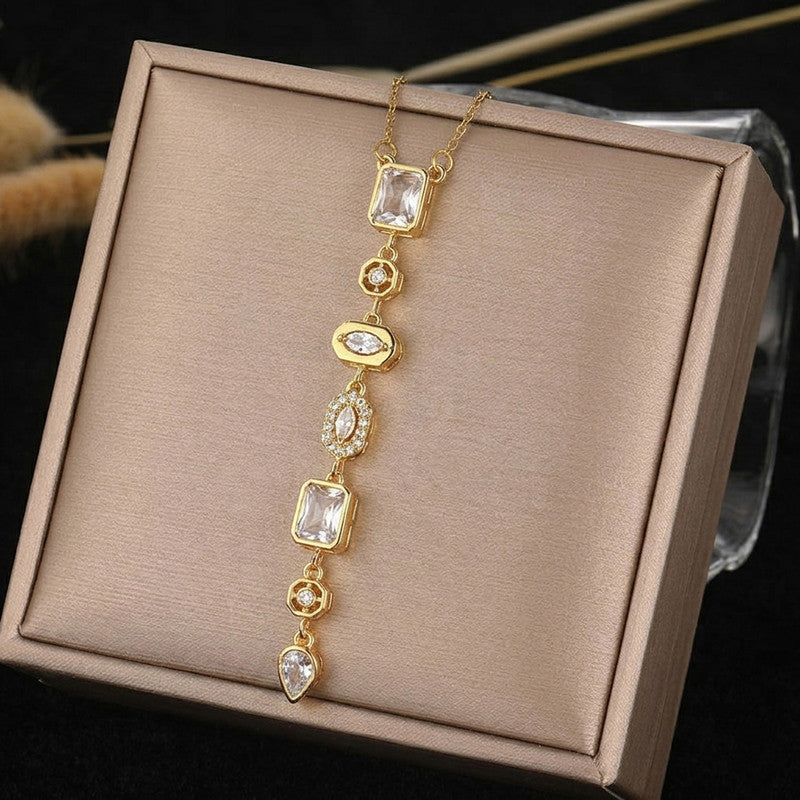 Gold-Plated Anti Tarnish White Spectrum Chunky CZ Pendant