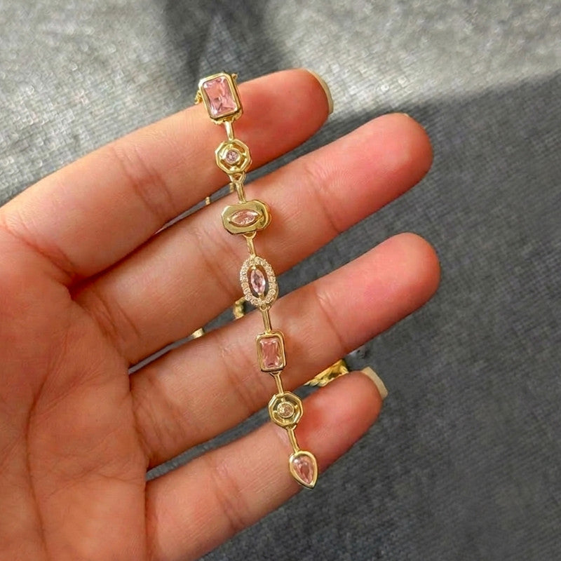 Gold-Plated Anti Tarnish Pink Spectrum Chunky CZ Pendant