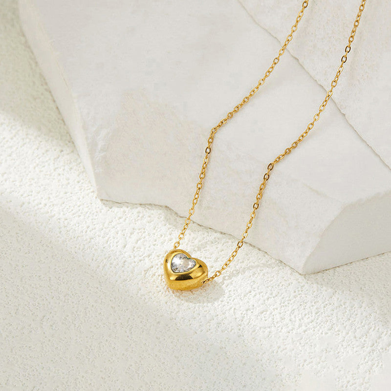 Gold Plated Anti Tarnish White Heart Themed Contemporary Pendant
