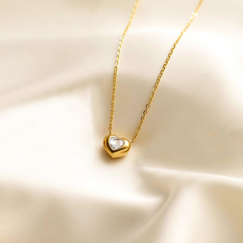 Gold Plated Anti Tarnish White Heart Themed Contemporary Pendant