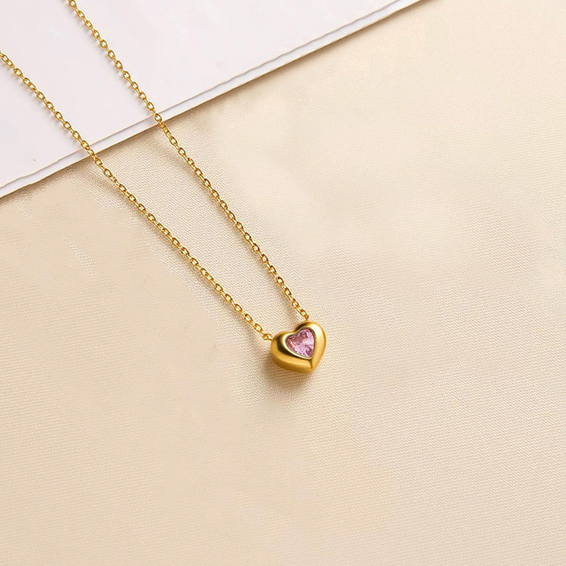 Gold Plated Anti Tarnish Pink Heart Themed Contemporary Pendant