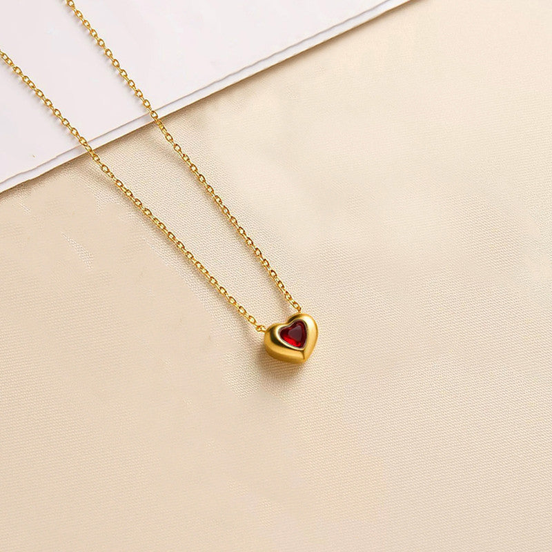 Gold Plated Anti Tarnish Red Heart Themed Contemporary Pendant