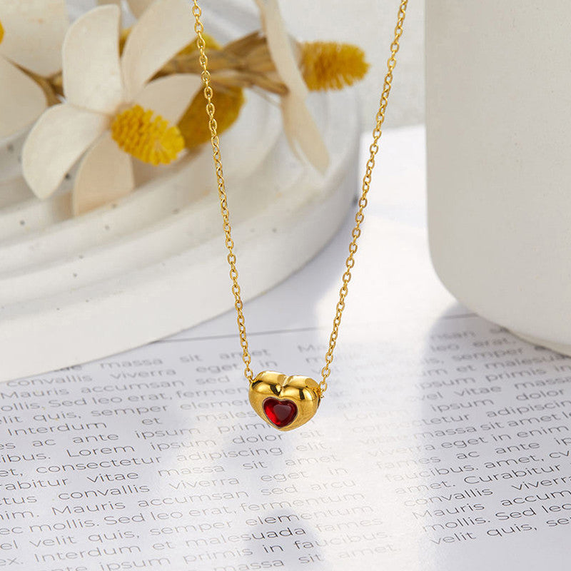 Gold Plated Anti Tarnish Red Heart Themed Contemporary Pendant