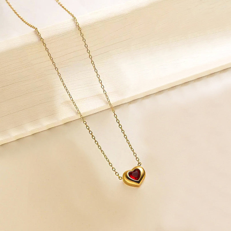 Gold Plated Anti Tarnish Red Heart Themed Contemporary Pendant