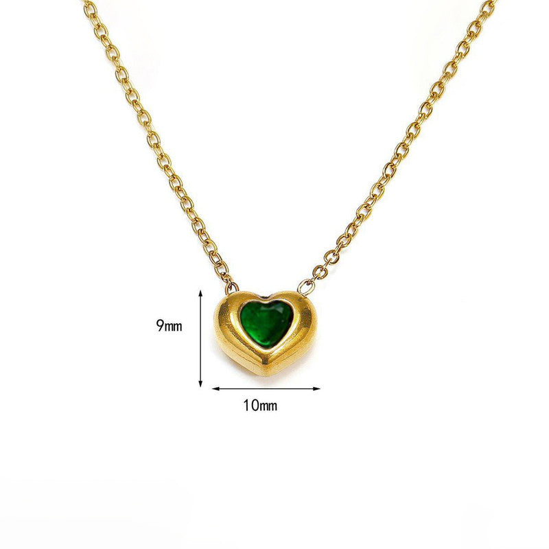 Gold Plated Anti Tarnish Green Heart Themed Contemporary Pendant