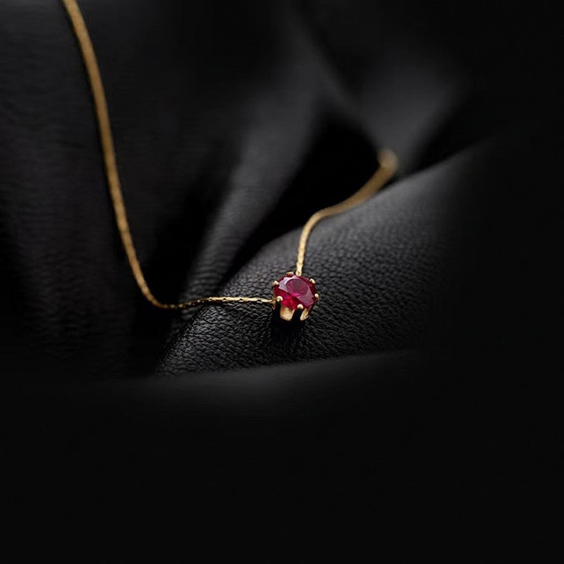 Gold Plated Stainless Steel Red Anti Tarnish Stone Studded Hexagonal Pendant