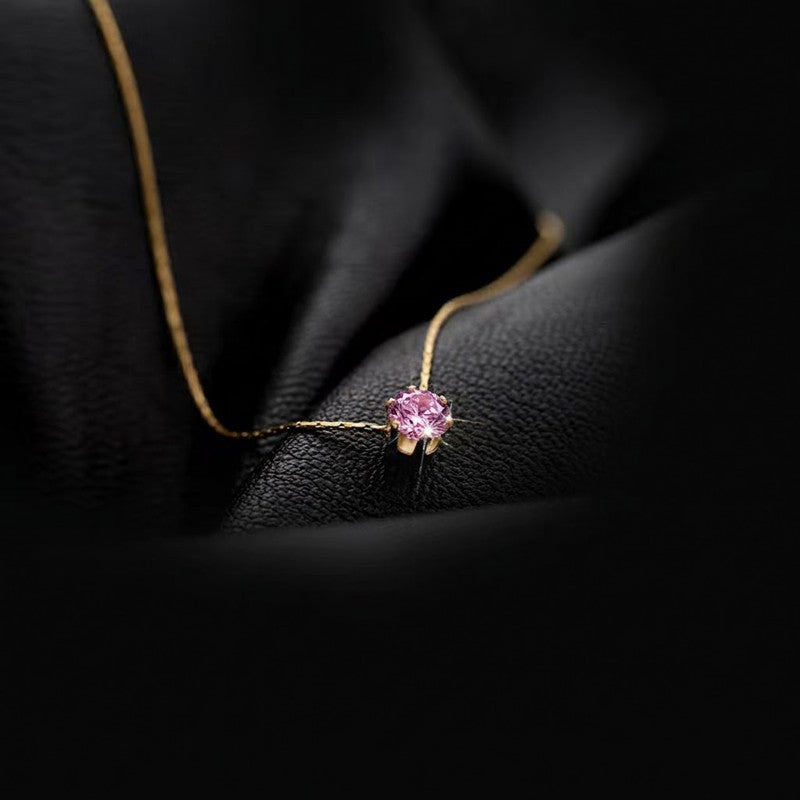 Gold Plated Stainless Steel Pink Anti Tarnish Stone Studded Hexagonal Pendant
