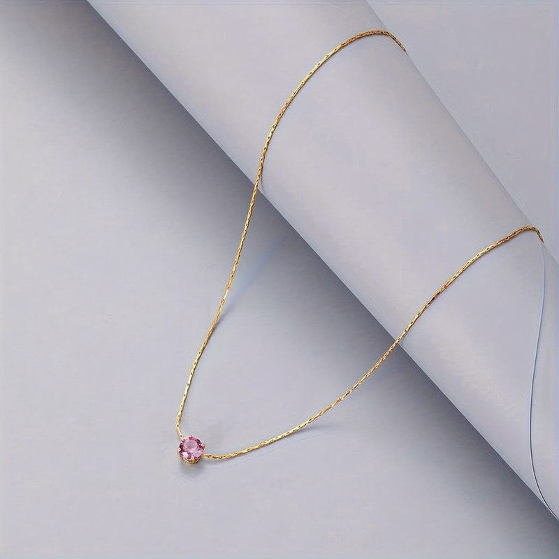 Gold Plated Stainless Steel Pink Anti Tarnish Stone Studded Hexagonal Pendant