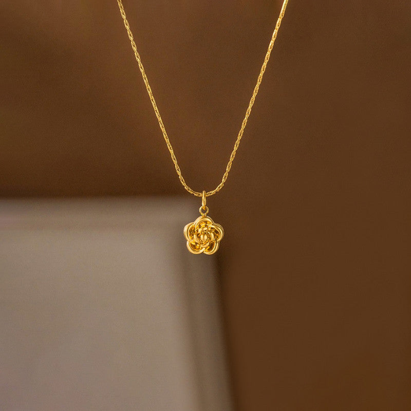 Gold Plated Anti Tarnish Rose Themed Pendant