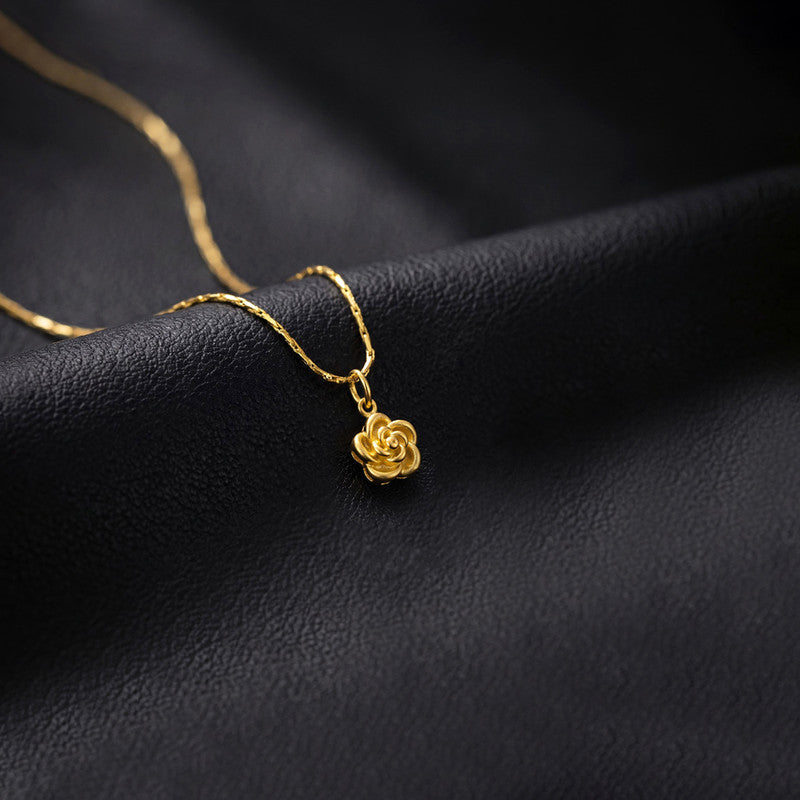 Gold Plated Anti Tarnish Rose Themed Pendant