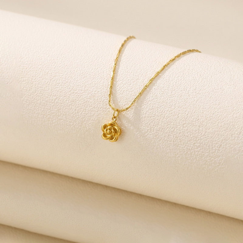 Gold Plated Anti Tarnish Rose Themed Pendant