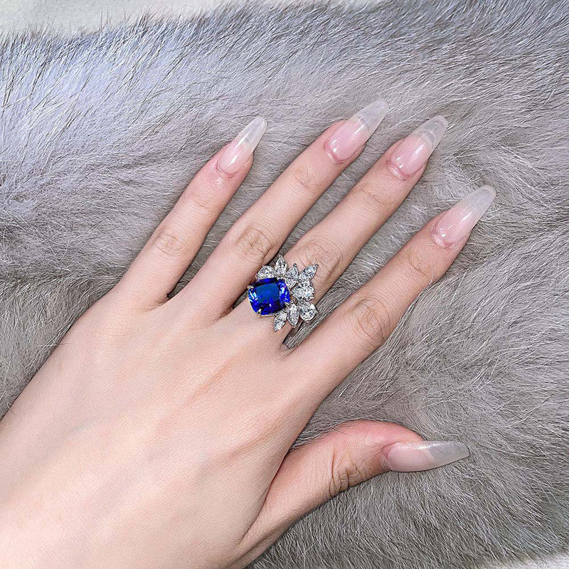 Silver Plated Anti Tarnish American Diamond Crushed Ice Cut Contemporary Finger Ring - MySmartBazaar