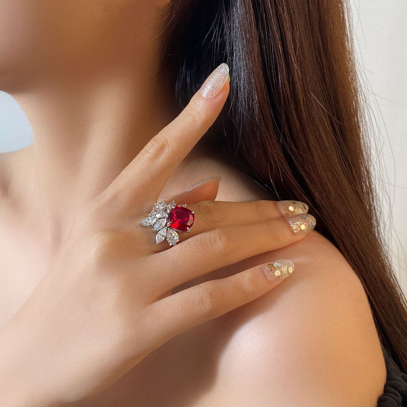 Silver Plated Anti Tarnish American Diamond Crushed Ice Cut Contemporary Finger Ring - MySmartBazaar