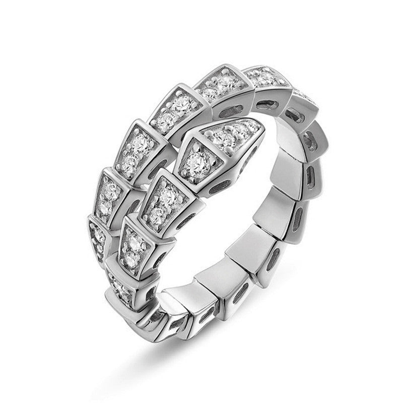 Silver Plated Anti Tarnish American Diamond Silver Snake Themed Finger Ring - MySmartBazaar