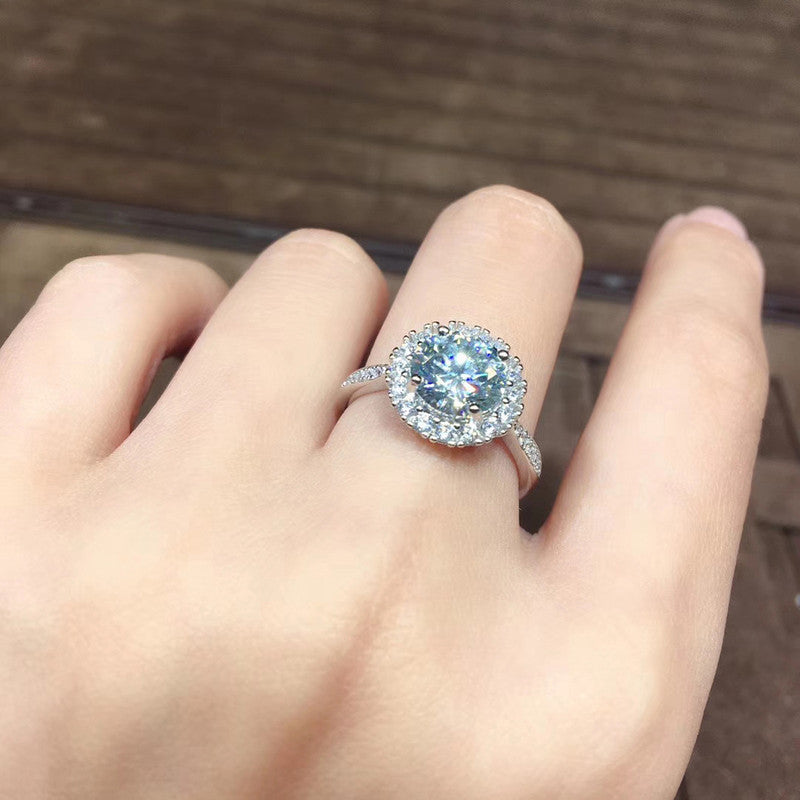 Silver Plated Anti Tarnish American Diamond Crushed Ice Cut Silver Geometrical Finger Ring - MySmartBazaar