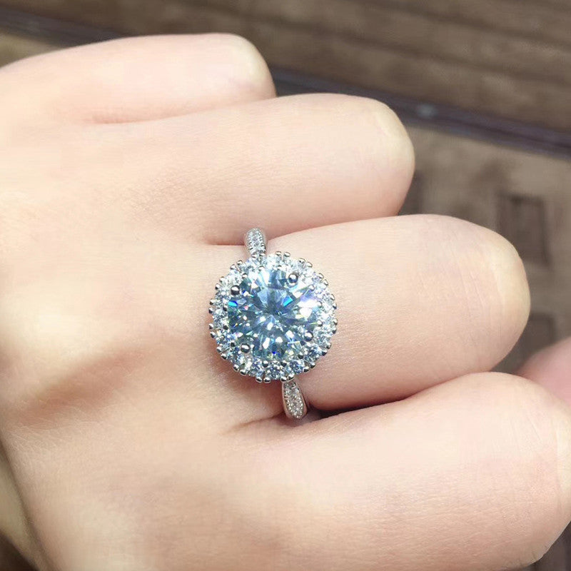 Silver Plated Anti Tarnish American Diamond Crushed Ice Cut Silver Geometrical Finger Ring - MySmartBazaar