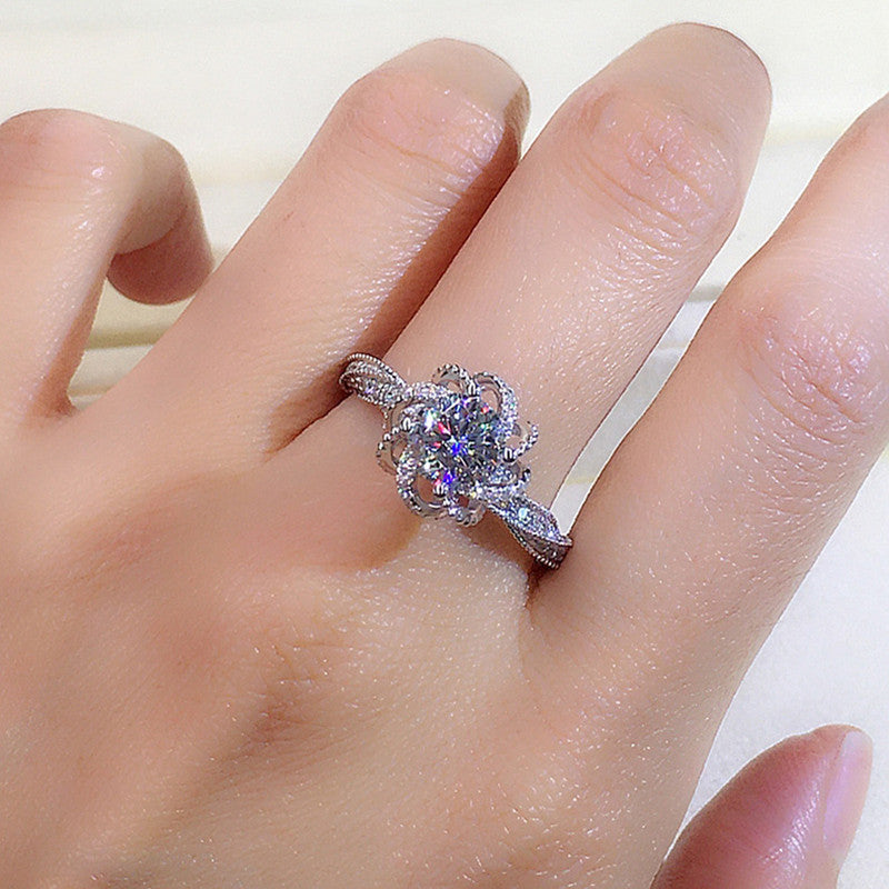 Silver Plated Anti Tarnish American Diamond Crushed Ice Cut Twisted Contemporary Finger Ring - MySmartBazaar