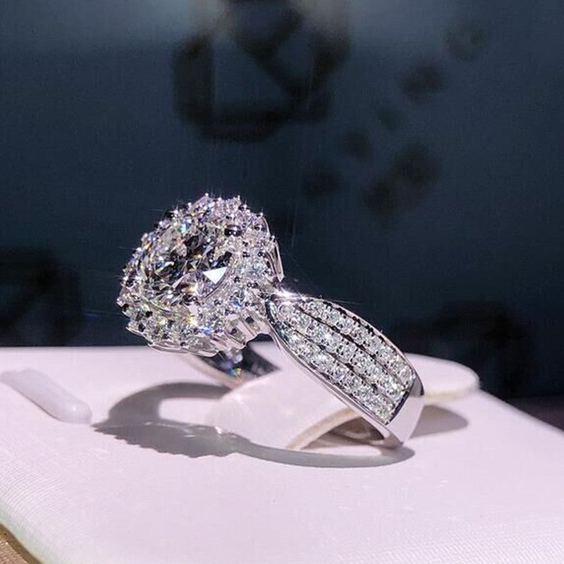 Silver Plated Anti Tarnish American Diamond Crushed Ice Cut Star-Like Finger Ring - MySmartBazaar