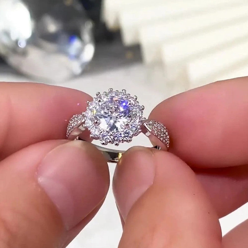 Silver Plated Anti Tarnish American Diamond Crushed Ice Cut Star-Like Finger Ring - MySmartBazaar