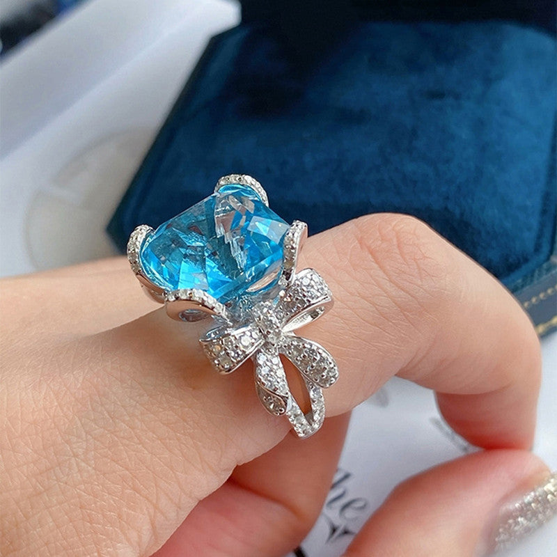 Silver Plated Anti Tarnish American Diamond Crushed Ice Cut Contemporary Finger Ring - MySmartBazaar