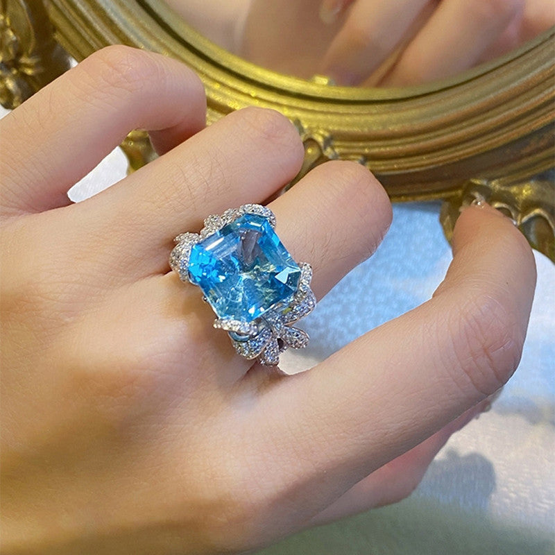 Silver Plated Anti Tarnish American Diamond Crushed Ice Cut Contemporary Finger Ring - MySmartBazaar