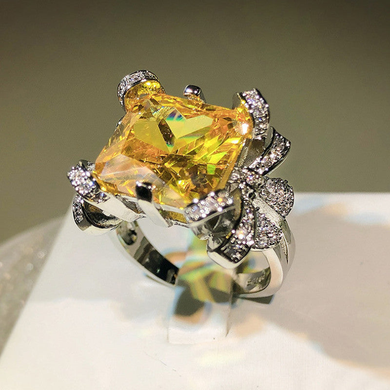 Silver Plated Anti Tarnish American Diamond Crushed Ice Cut Contemporary Finger Ring - MySmartBazaar