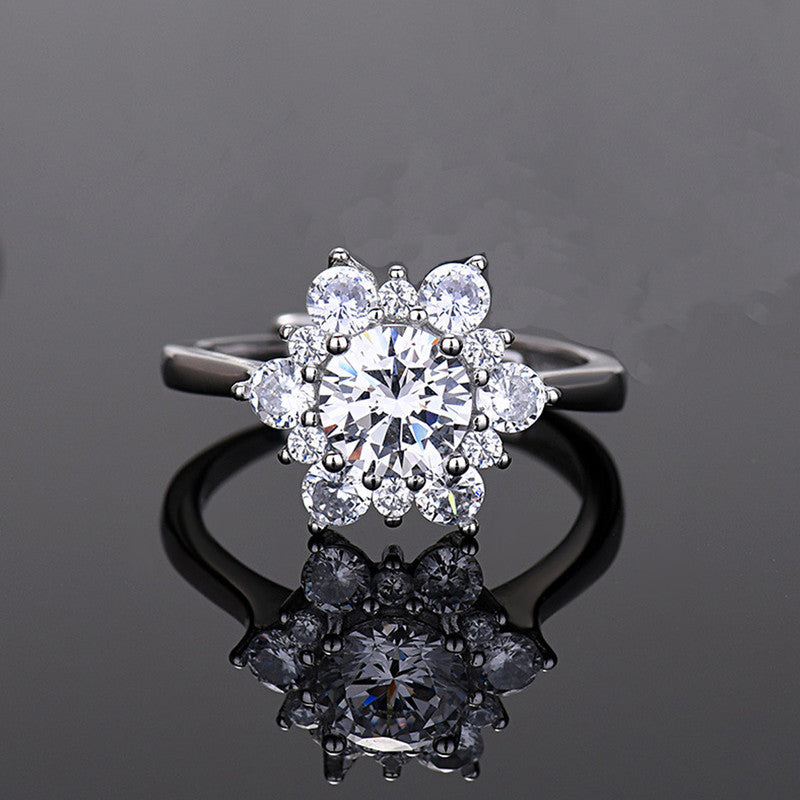 Silver Plated Stainless Steel Anti Tarnish Floral Finger Ring For Women