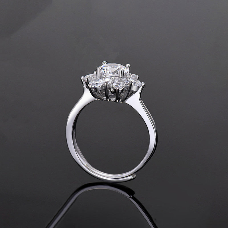 Silver Plated Stainless Steel Anti Tarnish Floral Finger Ring For Women