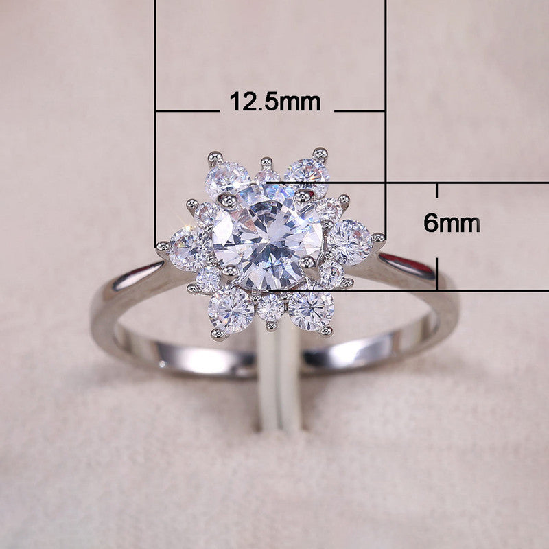 Silver Plated Stainless Steel Anti Tarnish Floral Finger Ring For Women