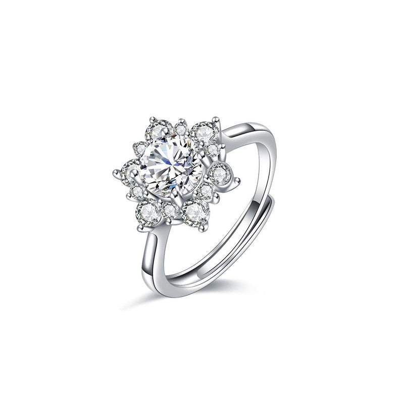 Silver Plated Stainless Steel Anti Tarnish Floral Finger Ring For Women