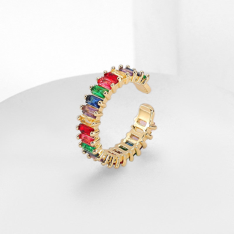 Gold Plated Stainless Steel Anti Tarnish Multicolor Adjustable Finger Ring For Women