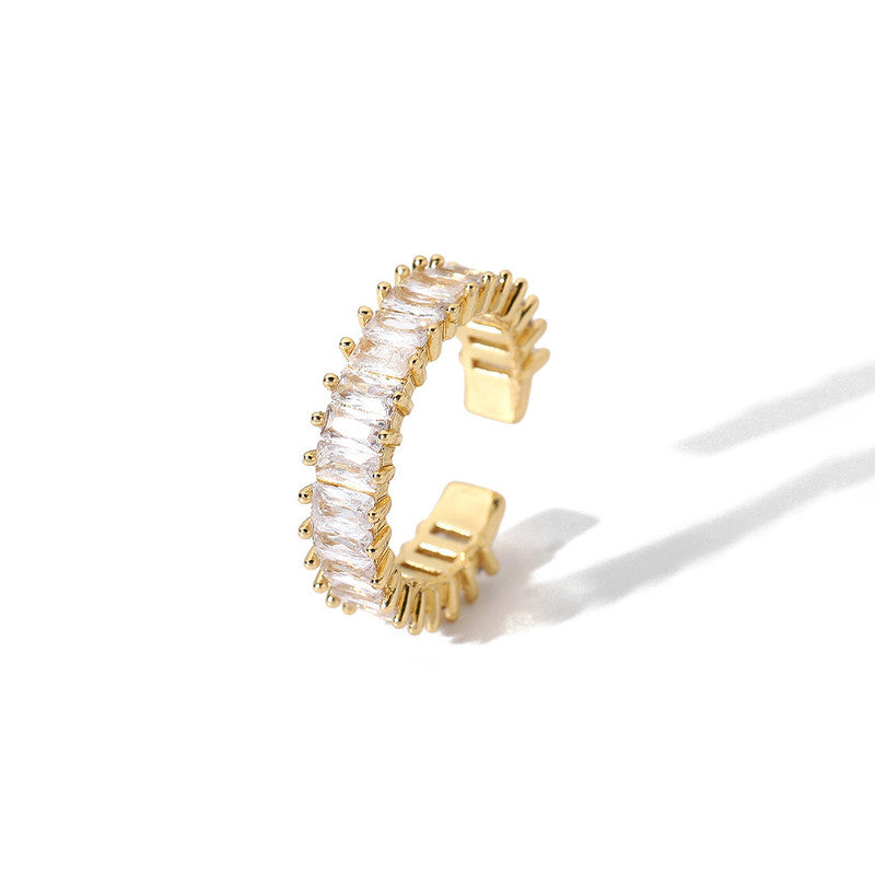 Gold Plated Stainless Steel Anti Tarnish White Adjustable Finger Ring For Women
