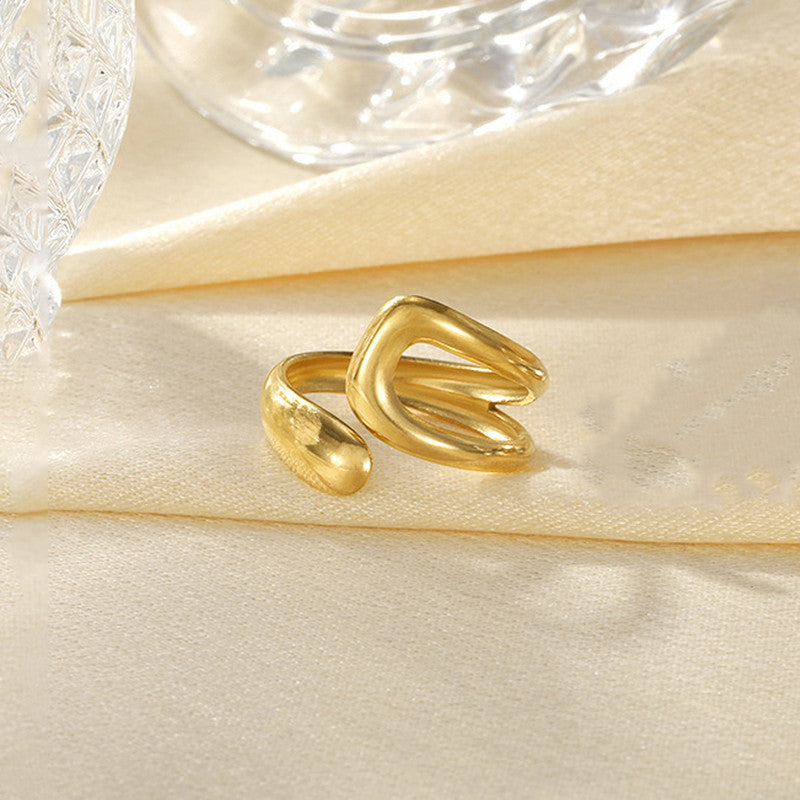 Gold Plated Anti Tarnish Stainless Steel Contemporary Adjustable Finger Ring