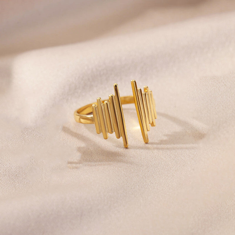 Gold Plated Anti Tarnish Stainless Steel Contemporary Adjustable Finger Ring