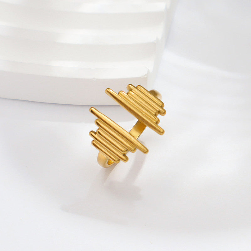 Gold Plated Anti Tarnish Stainless Steel Contemporary Adjustable Finger Ring