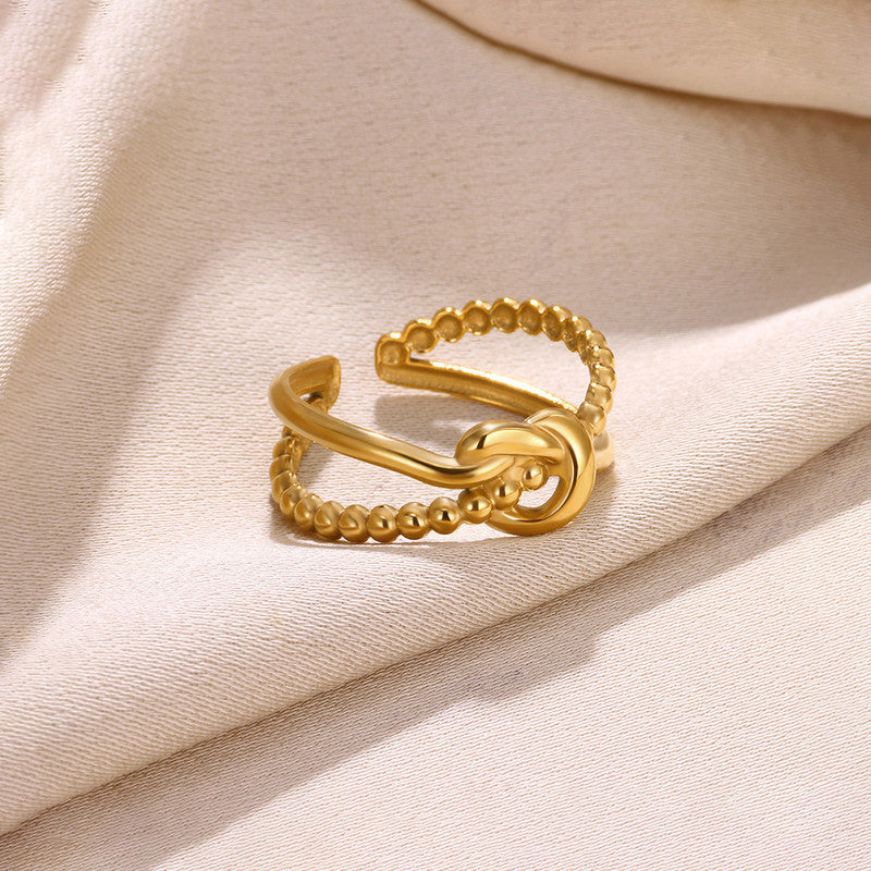 Gold Plated Anti Tarnish Stainless Steel Contemporary Adjustable Finger Ring