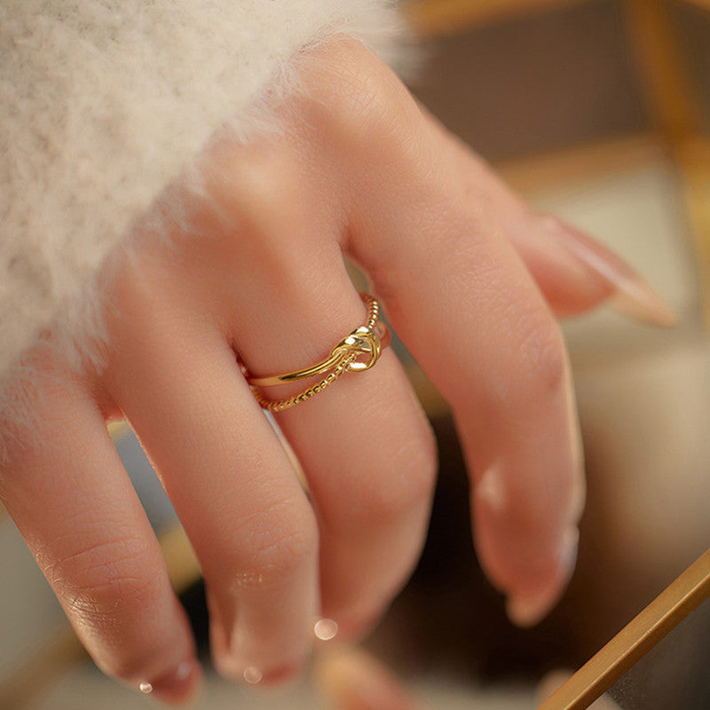 Gold Plated Anti Tarnish Stainless Steel Contemporary Adjustable Finger Ring