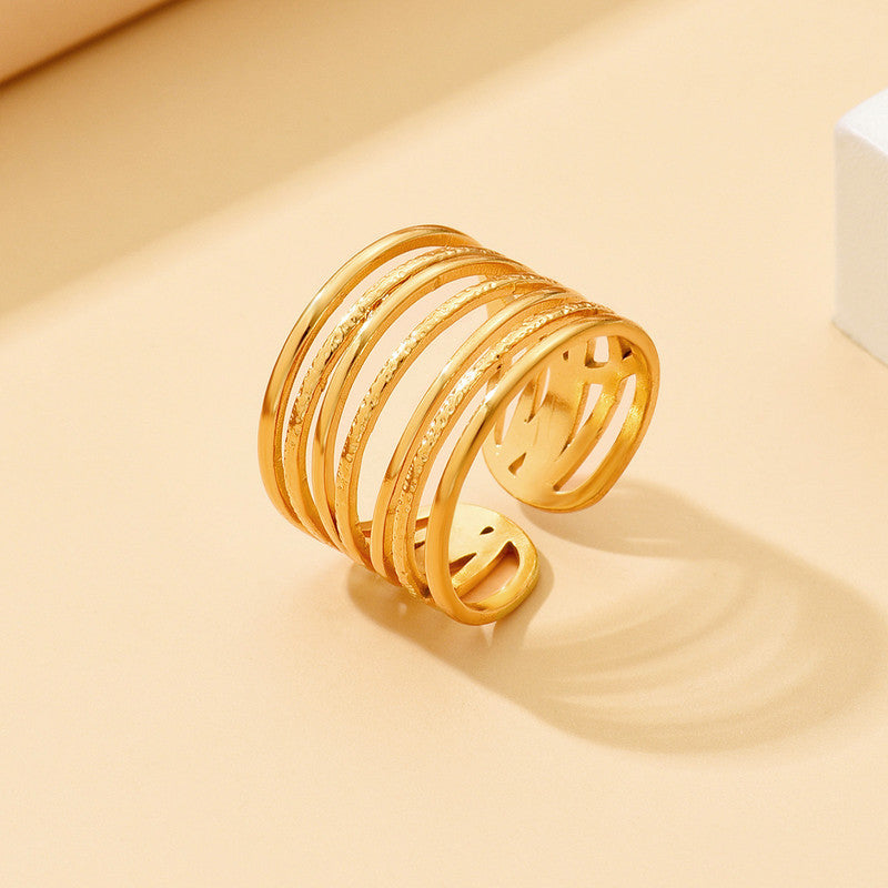 Gold Plated Anti Tarnish Stainless Steel Contemporary Adjustable Finger Ring